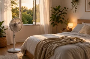 Ventilateur silencieux dans une chambre en été
