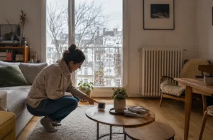Mesure de la température intérieure dans une maison sans chauffage en hiver