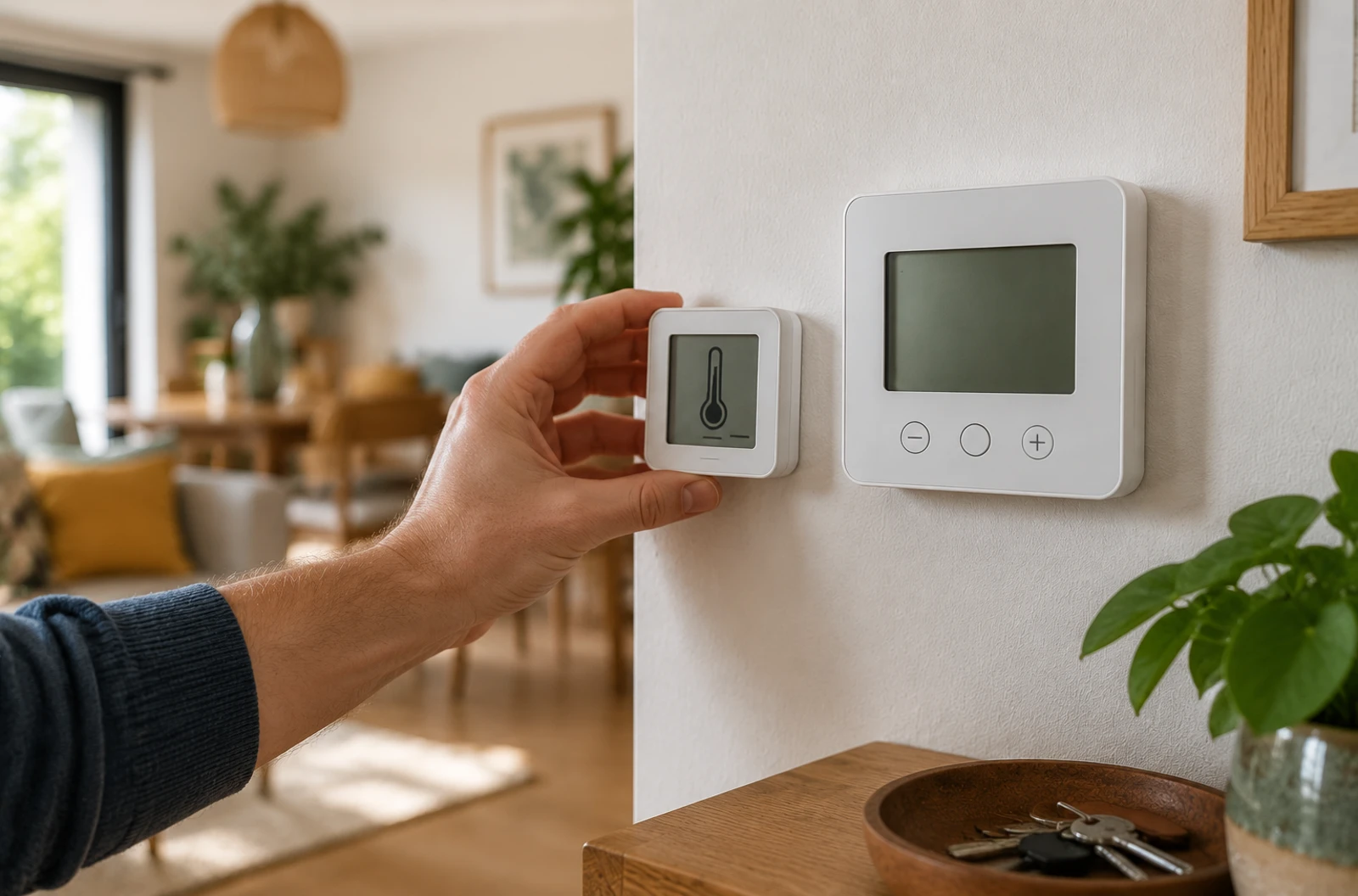 Vérification de la température affichée par un thermostat avec un thermomètre indépendant